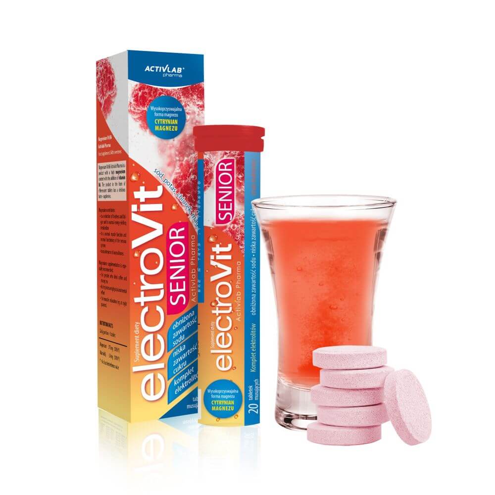 ElektroVit Senior tabletki musujące o smaku malinowym z zestawem elektrolitów, 20 szt.