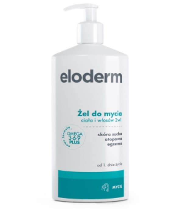 ELODERM Żel do mycia ciała i włosów 2w1 , do skóry suchej atopowej i egzemy, 400 ml
