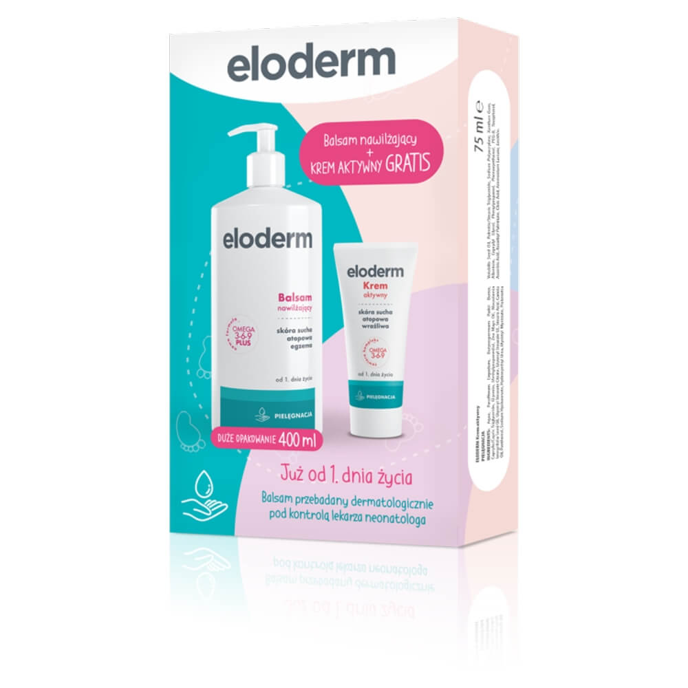 ELODERM, zestaw: balsam nawilżający + krem aktywny,  1 szt.