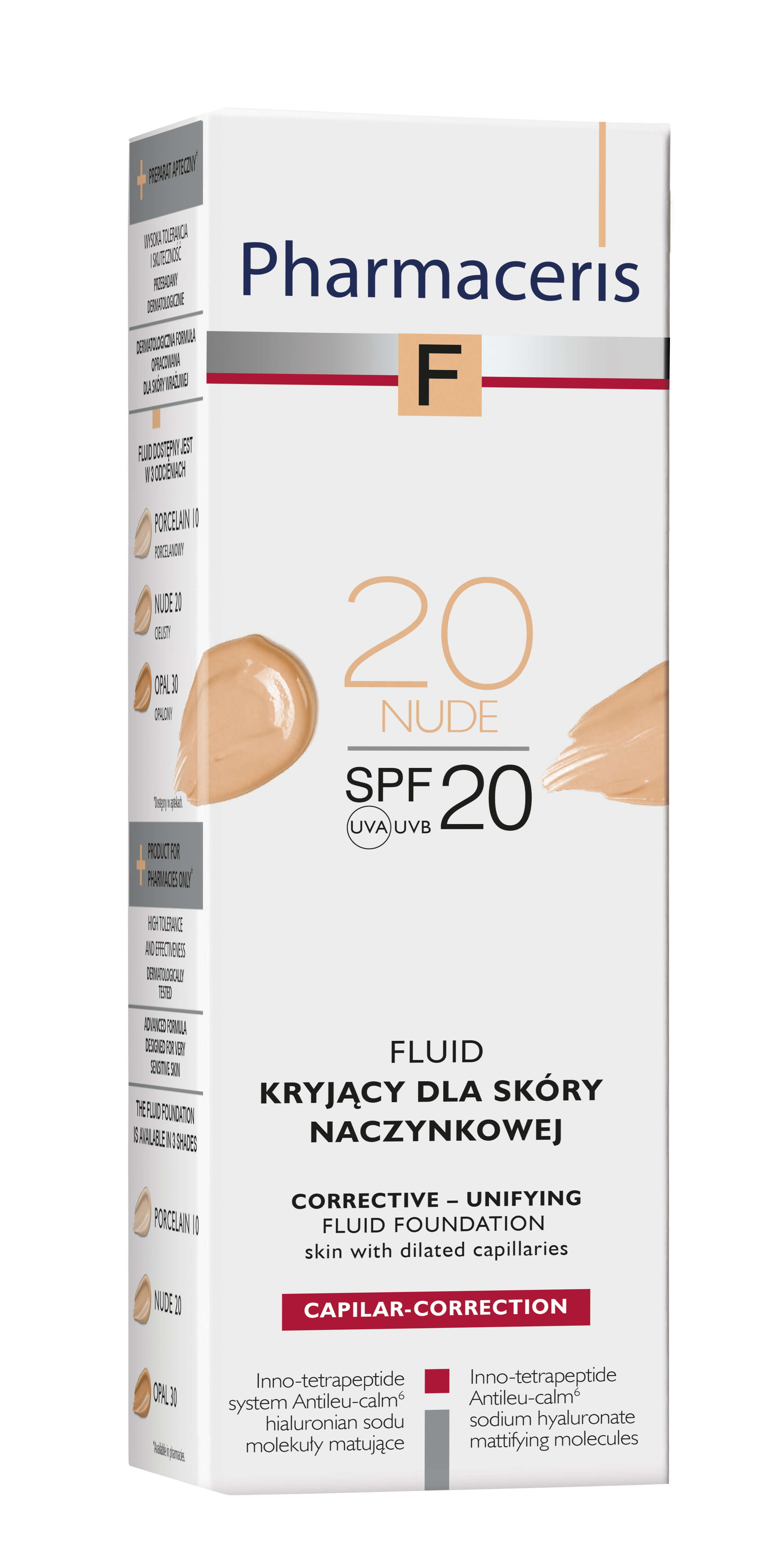 Pharmaceris F Fluid kryjący do skóry naczynkowej kolor 20 nude z filtrem SPF 20, 30 ml
