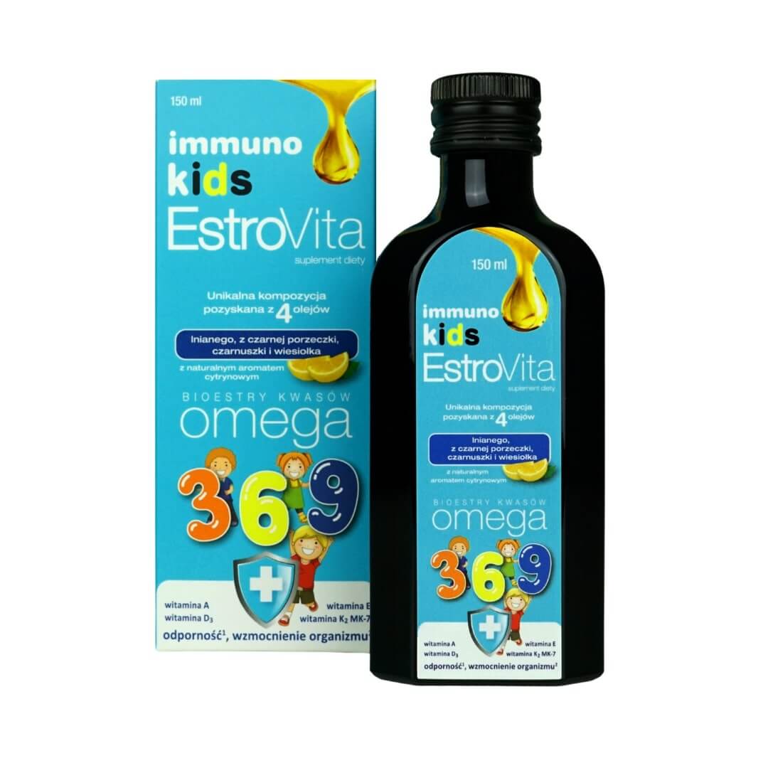 EstroVita Immuno Kids, olej ze składnikami wspierającymi odporność dla dzieci, 150 ml
