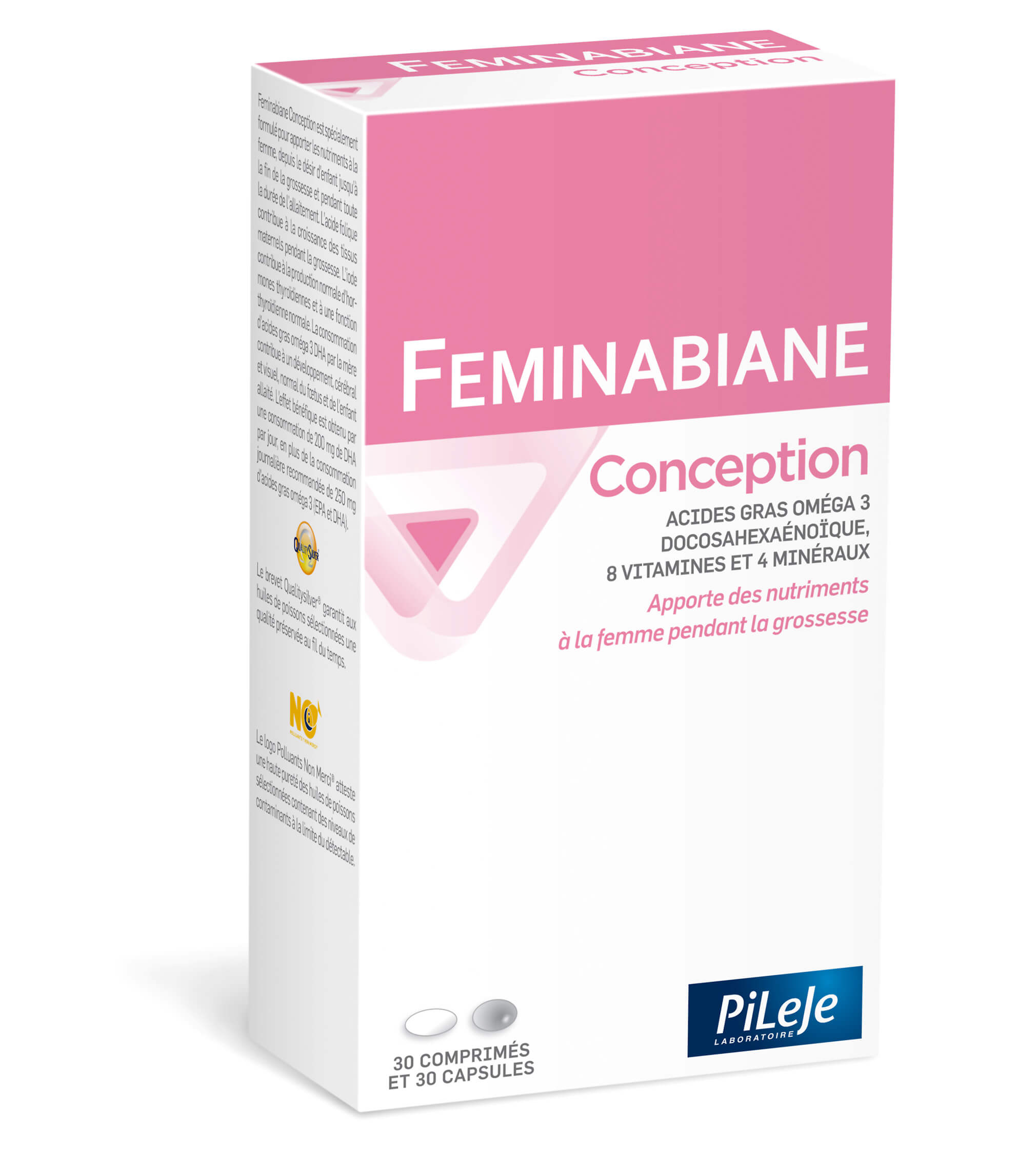 Feminabiane Conception, tabletki i kapsułki ze składnikami dla kobiet w ciąży i matek karmiących, 30 + 30 szt.