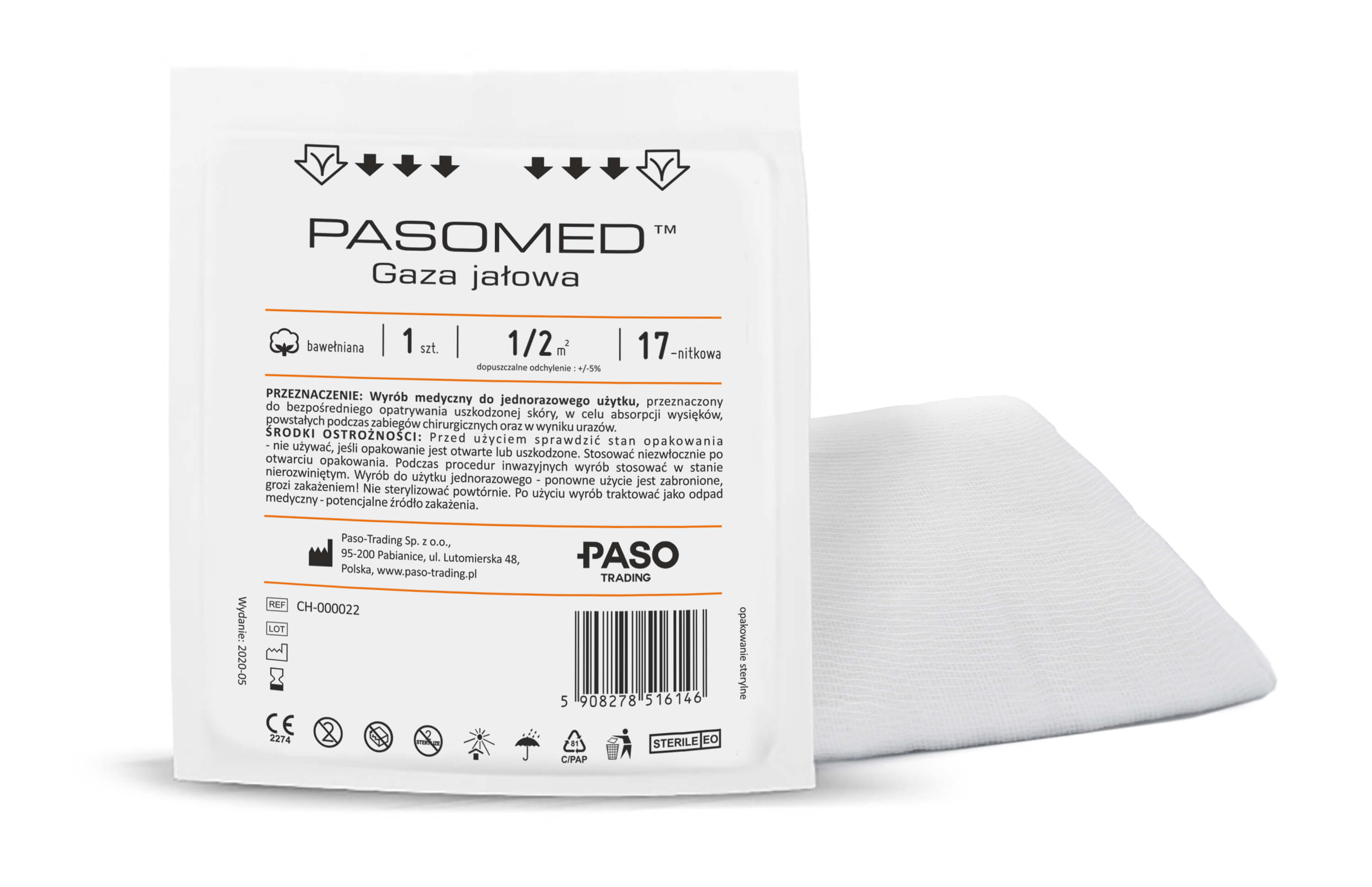 Gaza jałowa PASO 17-nitkowa, 0,5 m2, 1 szt.