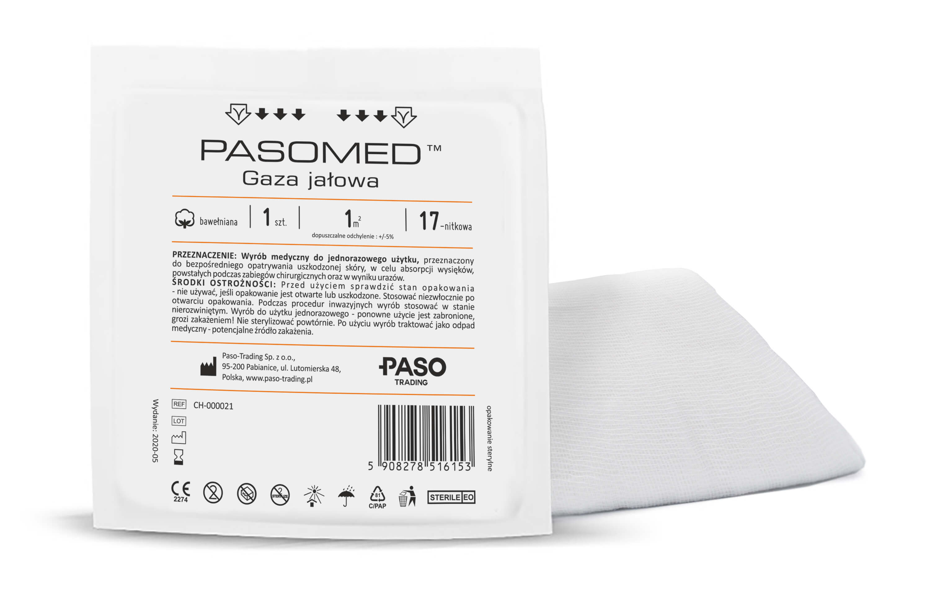 Gaza jałowa PASO 17-niktowa, 1 m2, 1 szt.