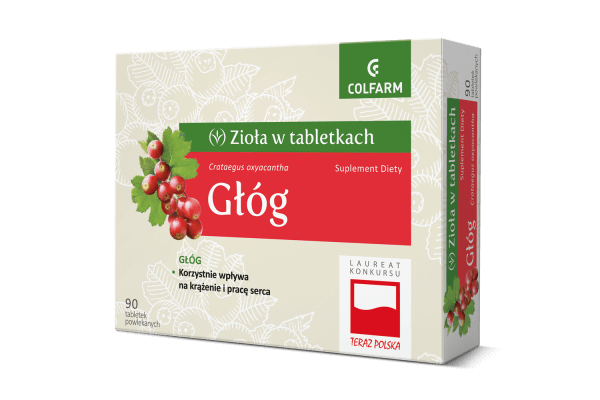 Zioła w tabletkach Głóg , tabletki powlekane ze składnikami wspierającymi krążenie i pracę serca, 90 szt.