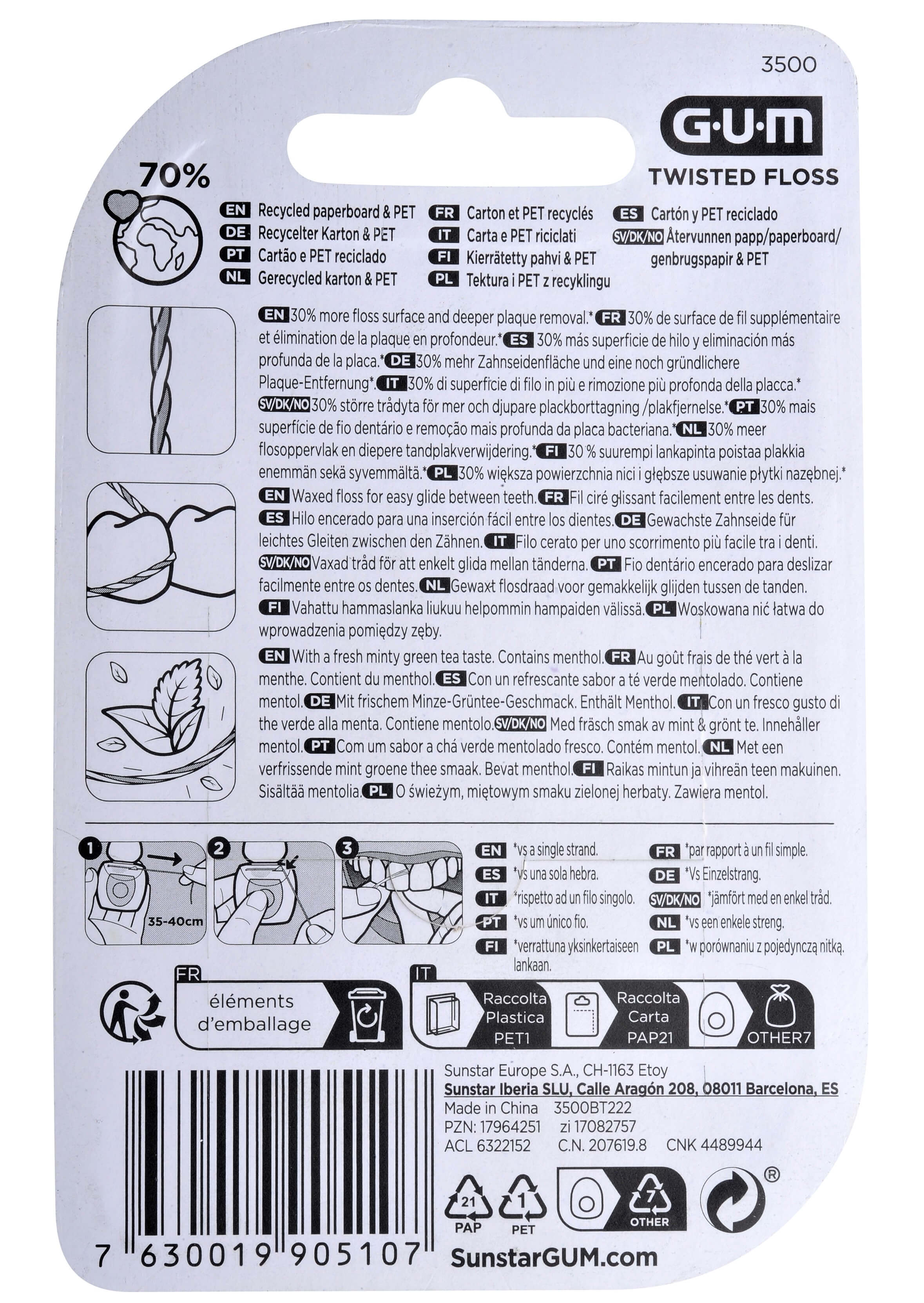 SUNSTAR GUM TWISTED FLOSS, nić dentystyczna, 30m