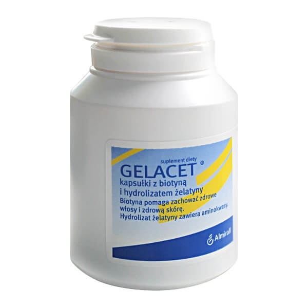 Gelacet kapsułki z biotyną przeznaczone dla osób dbających o zdrową skórę i włosy, 120 szt. 