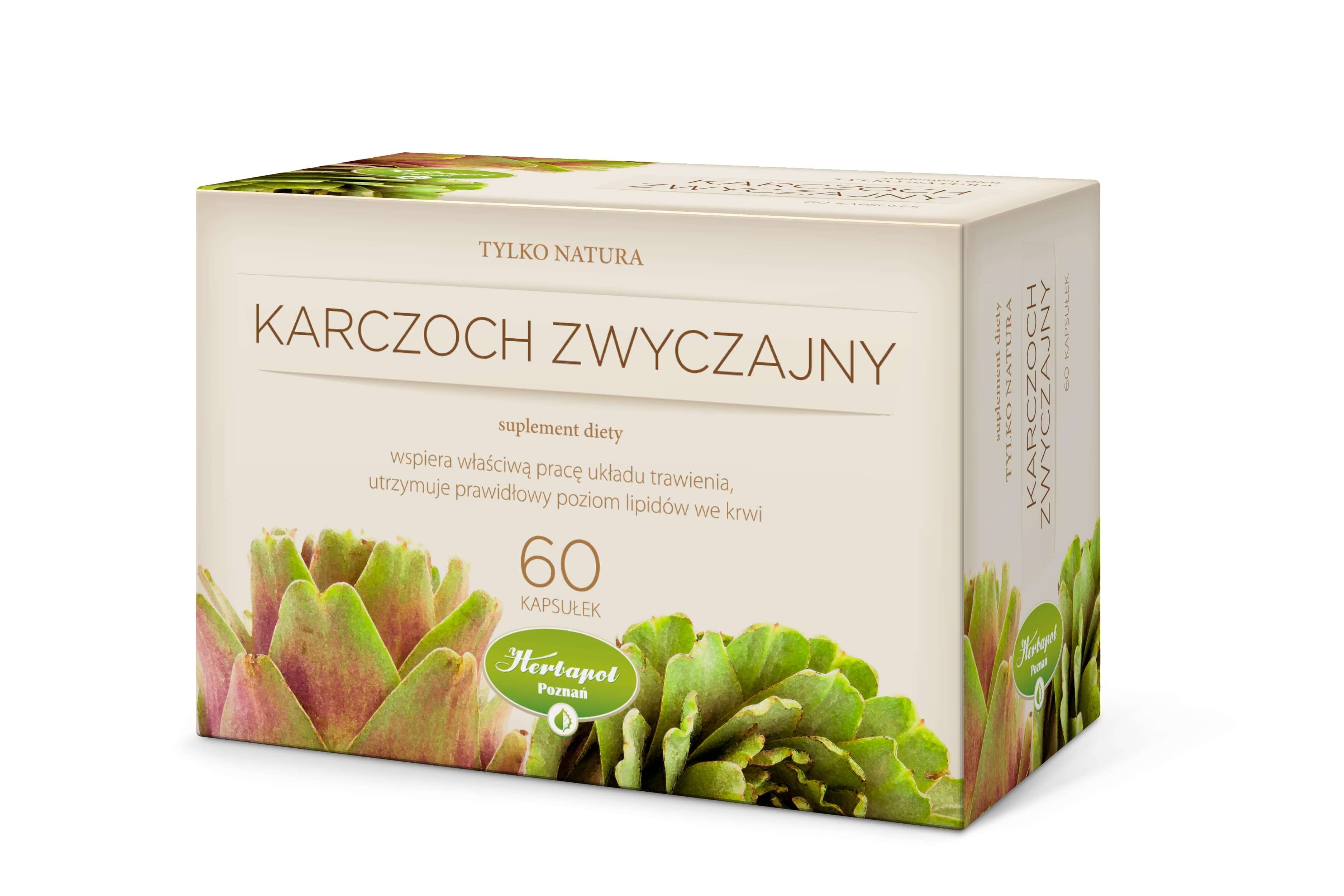 Karczoch zwyczajny , kapsułki dla osób chcących zadbać o prawidłową pracę układu trawienia, 60 szt.