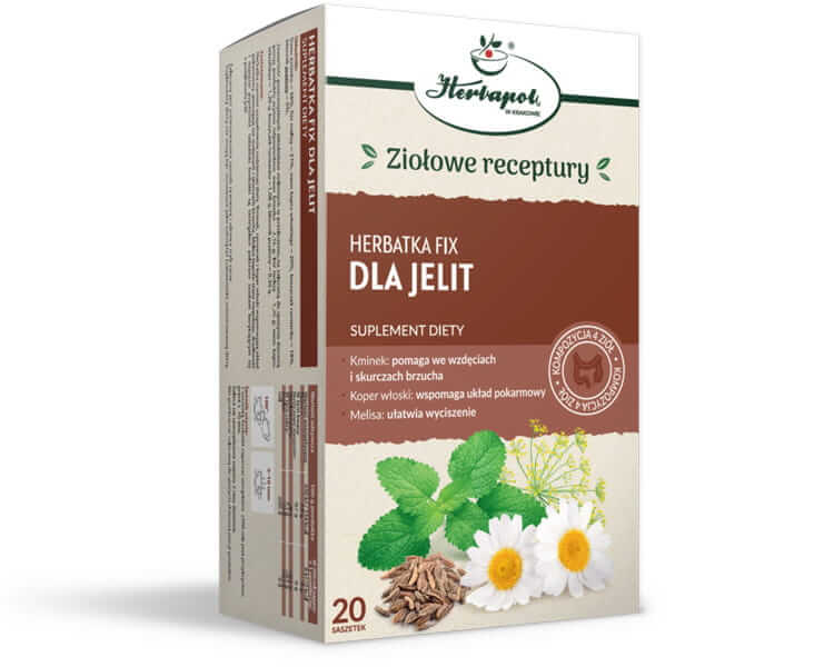 Herbatka dla jelit Fix zioła do zaparzania w saszetkach dla osób borykających się z problemami jelit, 20 szt.