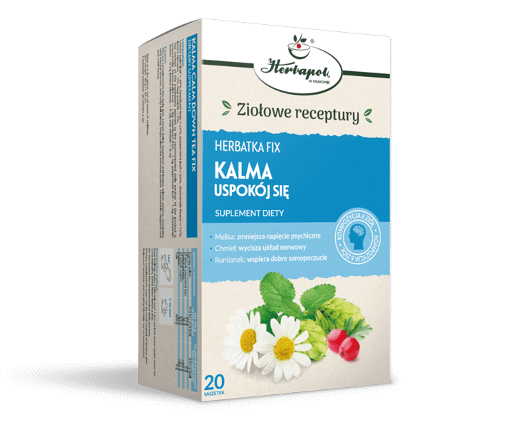 Herbatka Fix Kalma Uspokój się, z melisą i rumiankiem, 20 sasz.