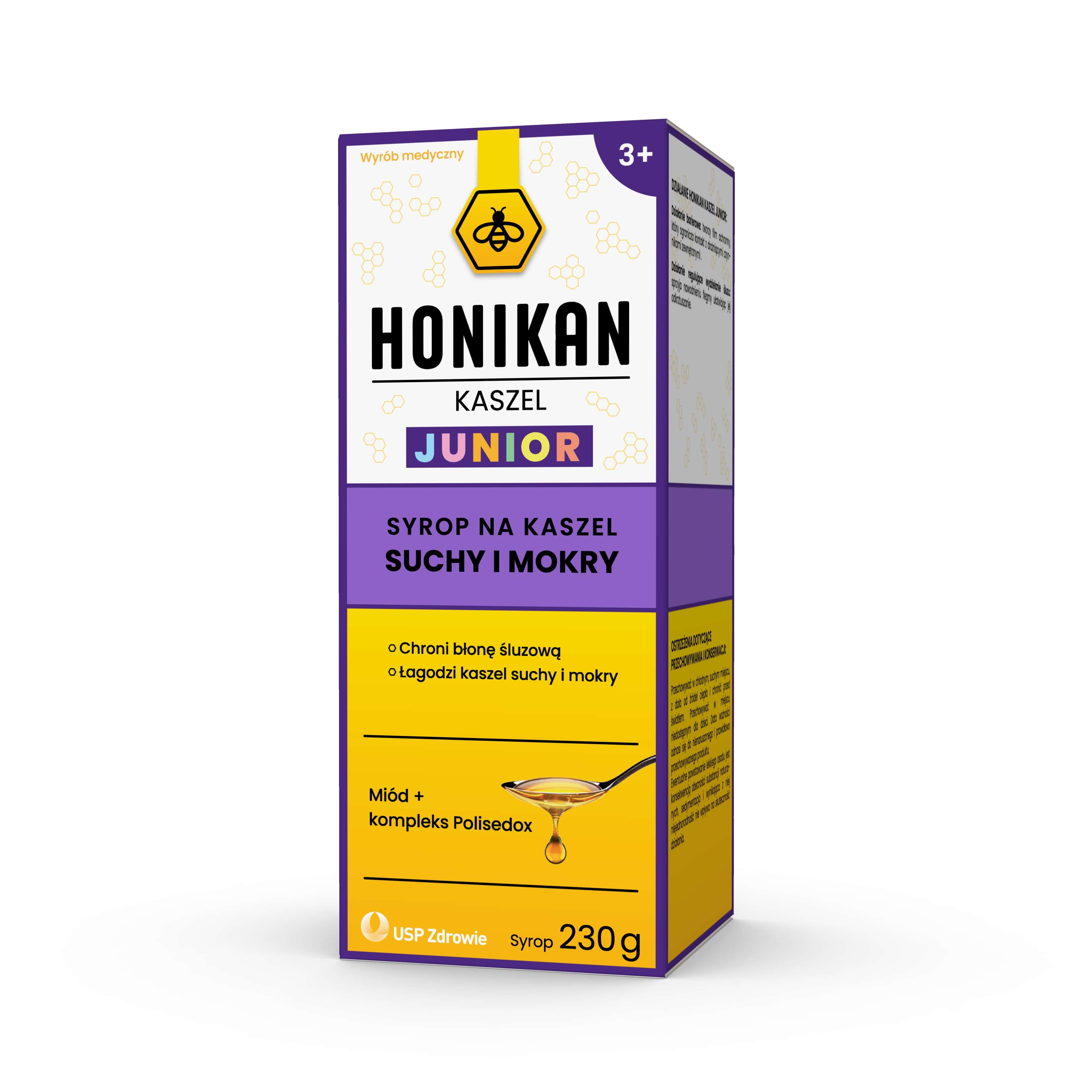 Honikan Kaszel JUNIOR, syrop na kaszel suchy i mokry, 230 g
