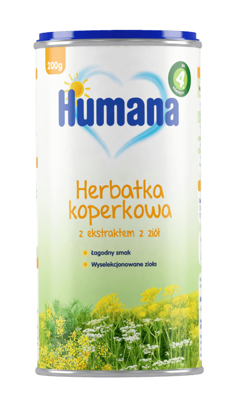 Humana Herbatka Koperkowa, kompozycja kopru włoskiego, kminu i inuliny dla niemowląt, 200 g