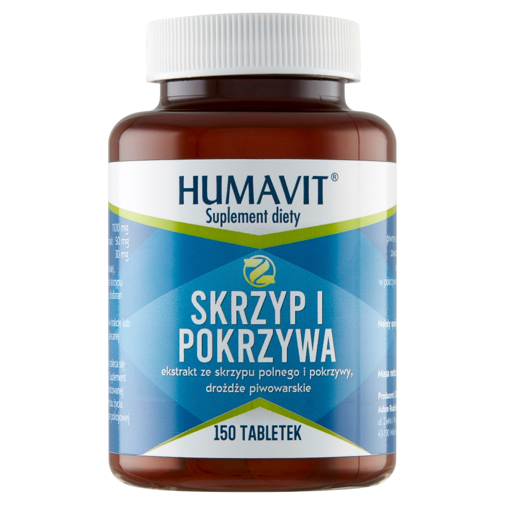 Humavit Skrzyp i Pokrzywa, tabletki z ekstraktem ze skrzypu polnego i pokrzywy, drożdże piwowarskie, 150 szt.