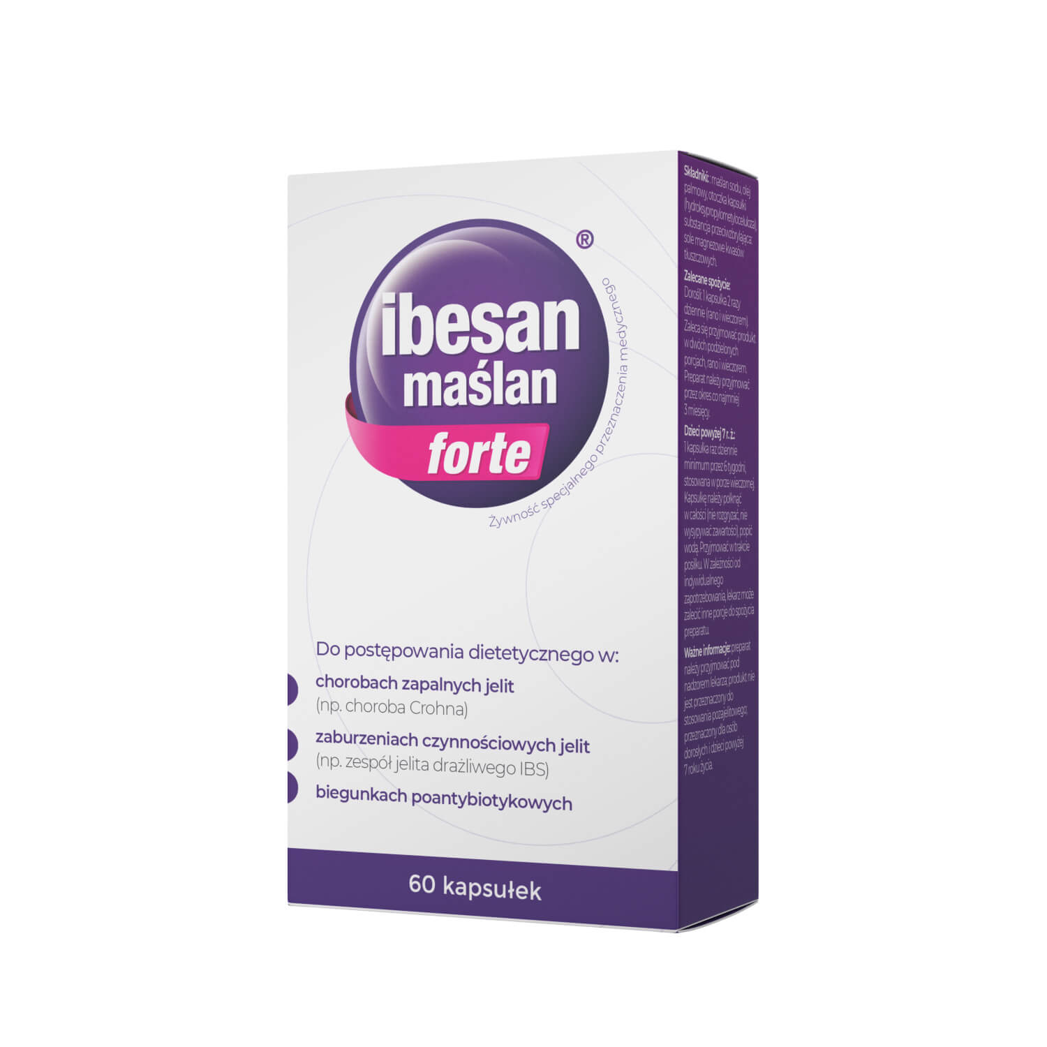 Ibesan maślan forte kapsułki do postępowania dietetycznego w problemach z jelitami, 60 szt.