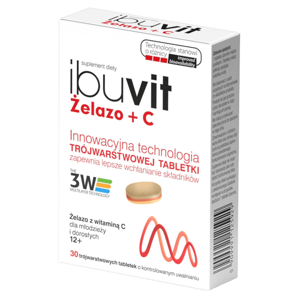 Ibuvit Żelazo + C , tabletki z witaminą C i żelazem, 30 szt. KRÓTKA DATAT 30.06.2025