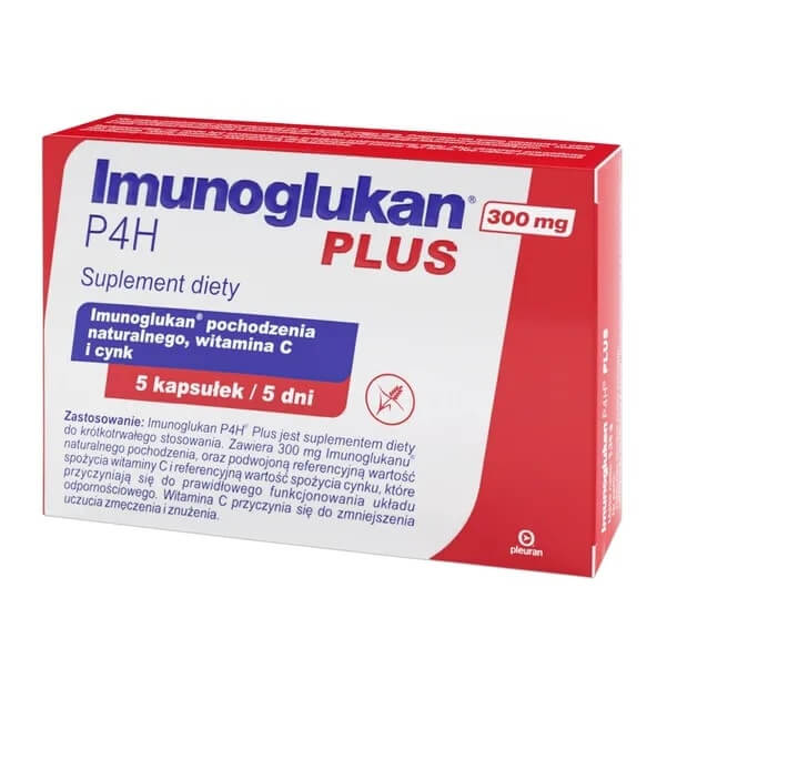 Immunoglukan P4H Plus, kapsułki z witaminą C oraz cynkiem, 5 szt.