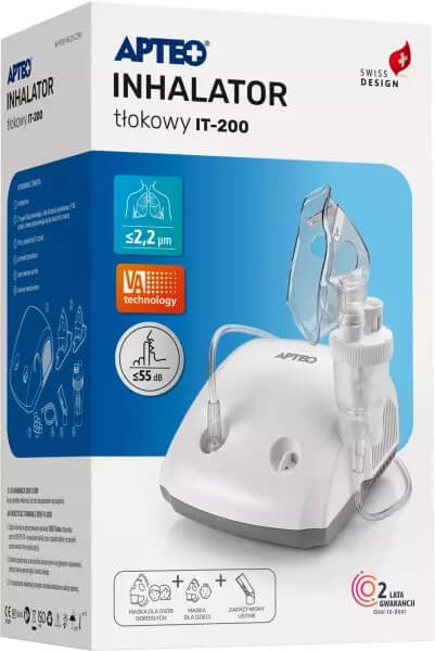Inhalator tłokowy IT-200 APTEO CARE,  do nebulizacji dla dzieci i dorosłych, 1 szt.
