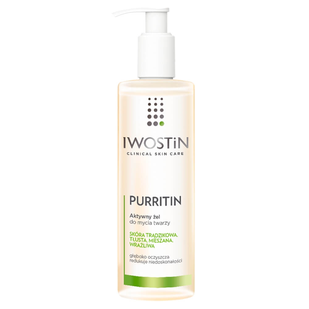 Iwostin Purritin, aktywny żel do mycia twarzy, 300 ml