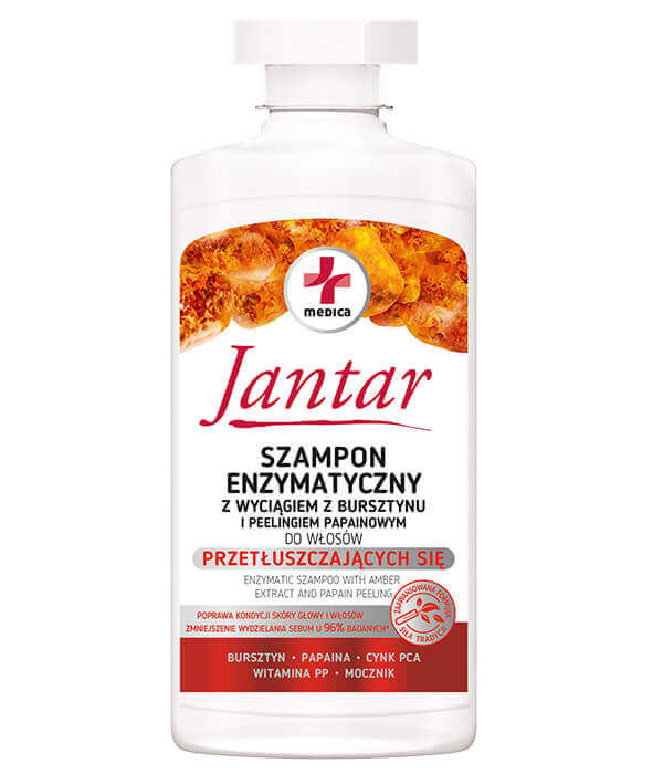 Jantar Medica, szampon enzymatyczny z wyciągiem z bursztynu i peelingiem papainowym, 330 ml