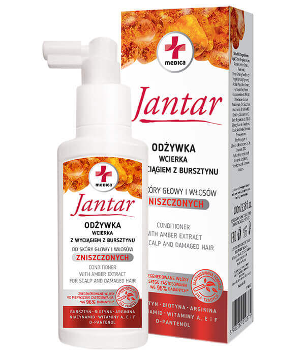 Jantar Medica odżywka-wcierka do włosów zniszczonych z wyciągiem z bursztynu, 100 ml