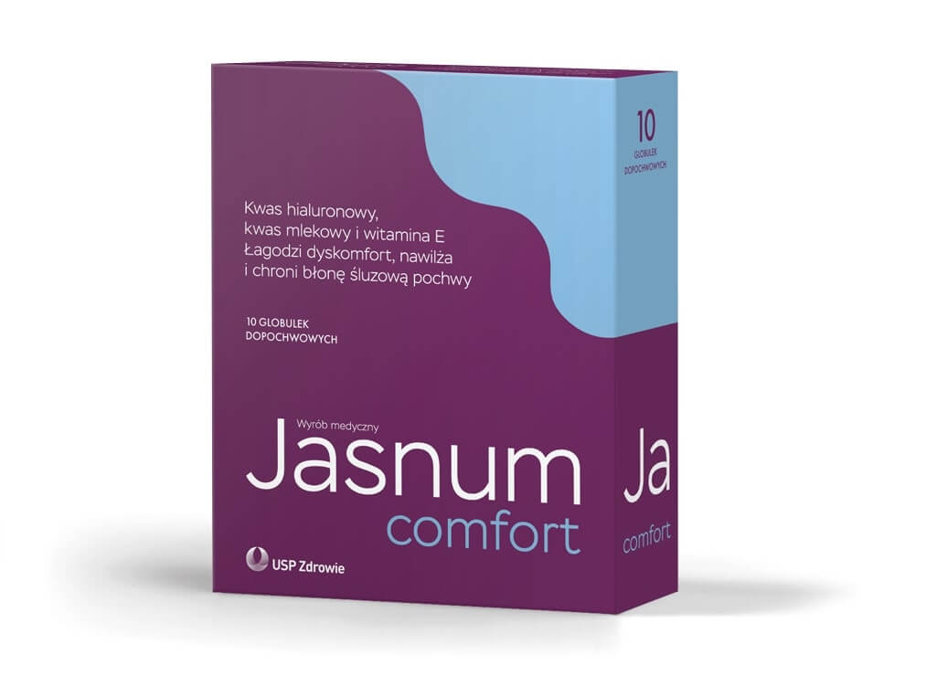 Jasnum Comfort, globulki dopochwowe nawilżające i ochronne dla błony śluzowej pochwy, 10 szt.