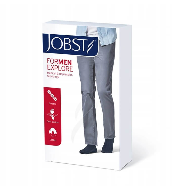 JOBST ForMen Explore, podkolanówki uciskowe dla mężczyzn CCL1 czarne, rozmiar 2, 1 para