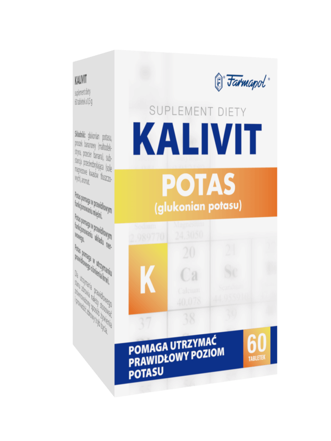 Kalivit, tabletki ze składnikami pomagającymi utrzymać prawidłowy poziom potasu, 60 szt.