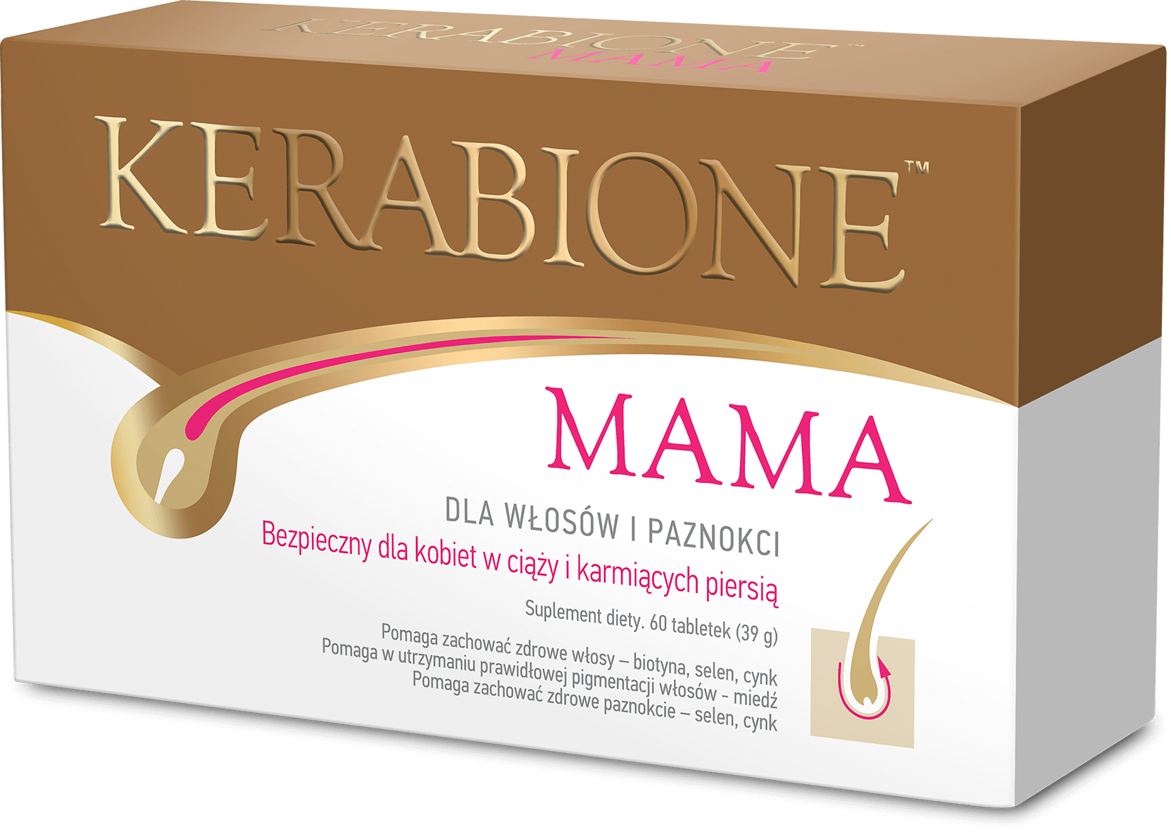 Kerabione Mama, tabletki ze składnikami wzmacniającymi włosy i paznokcie dla kobiet w ciąży, 60 szt.