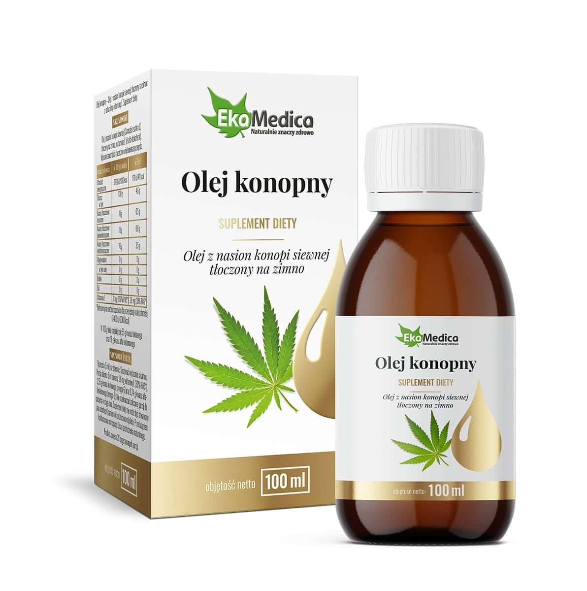 EkaMedica Olej konopny, olej z nasion tłoczony na zimno, 100 ml