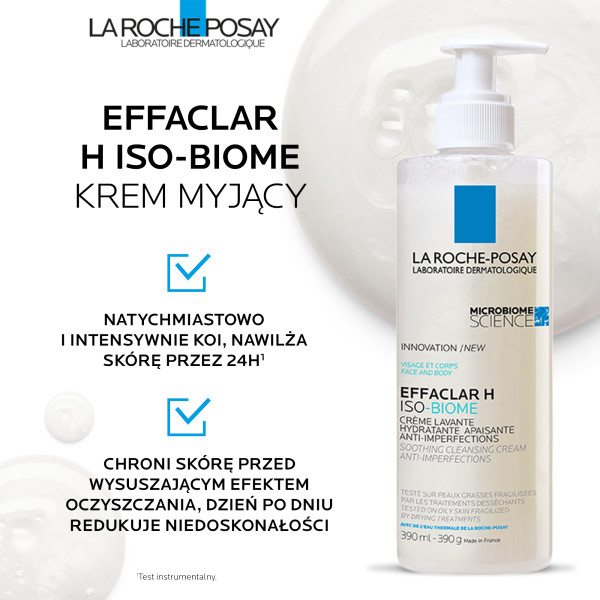 La Roche-Posay Effaclar H ISO-Biome, Kojący krem myjący, 200 ml