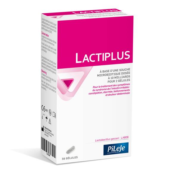 Lactiplus, kapsułki ze składnikami regulującymi zaburzoną pracę jelit, 56 szt.