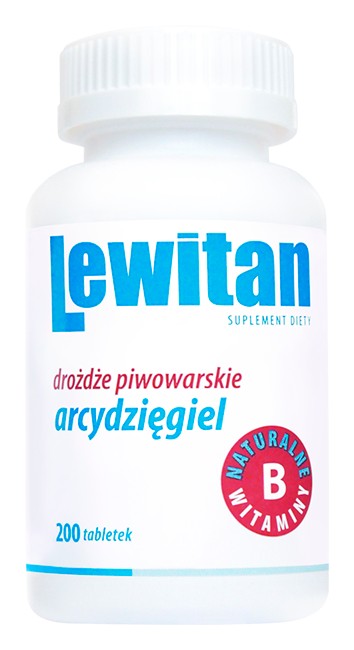 Lewitan drożdzę piwowarskie z arcydzięglem, tabletki z naturalnymi witaminami z grupy B, 200 szt.