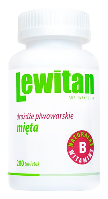 Lewitan z drożdżami piwowarskimi z miętą, tabletki z naturalnymi witaminami z grupy B, 200 szt.