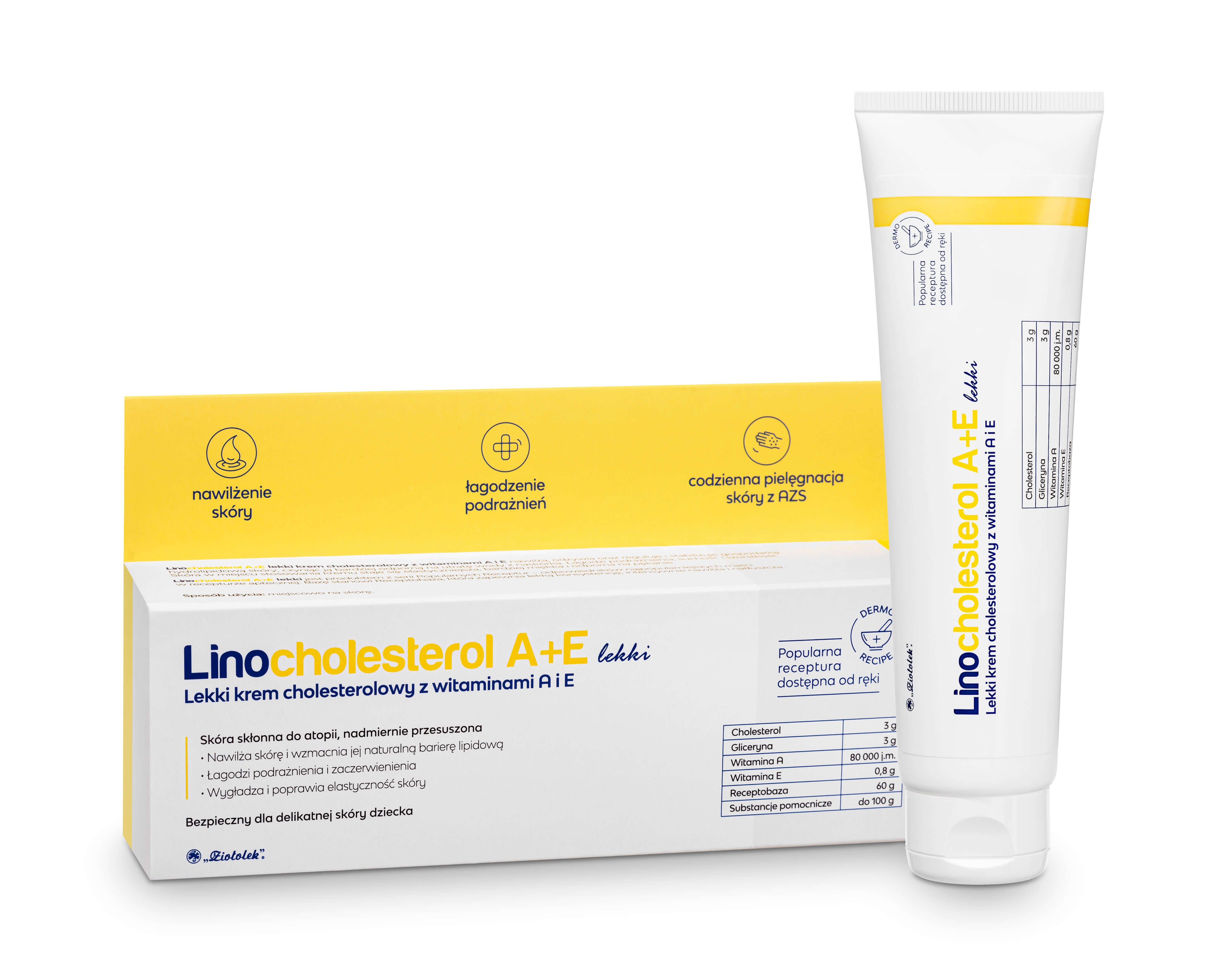 LINOCHOLESTEROL A+E Lekki ,  krem cholesterolowy z witaminami A i E, 80 g