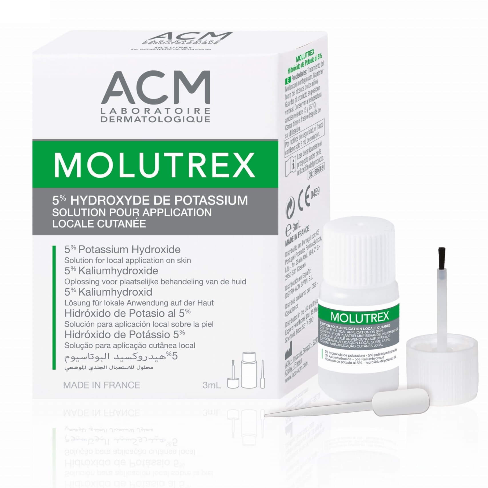 Molutrex, roztwór w leczeniu miejscowym pewnych rodzajów brodawek, 3 ml