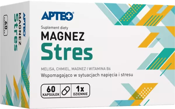 Magnez Stres APTEO, kapsułki ze skladnikami wspomagającymi w stanach napięcia nerwowego, 60 szt.