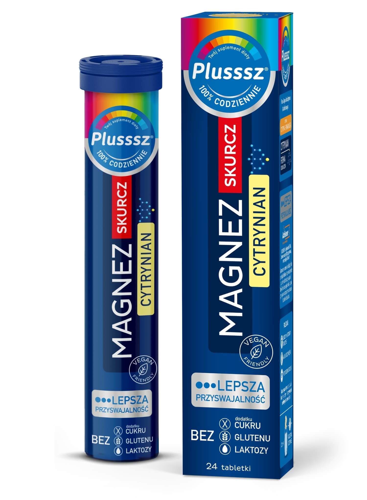 Plusssz Magnez Skurcz Cytrynian , tabletki musujące, 24 szt.