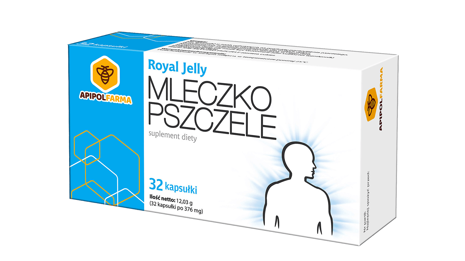 Mleczko Pszczele Royal Jelly, kapsułki ze składnikami wspomagającymi sprawność fizyczną i psychiczną, 32 szt.