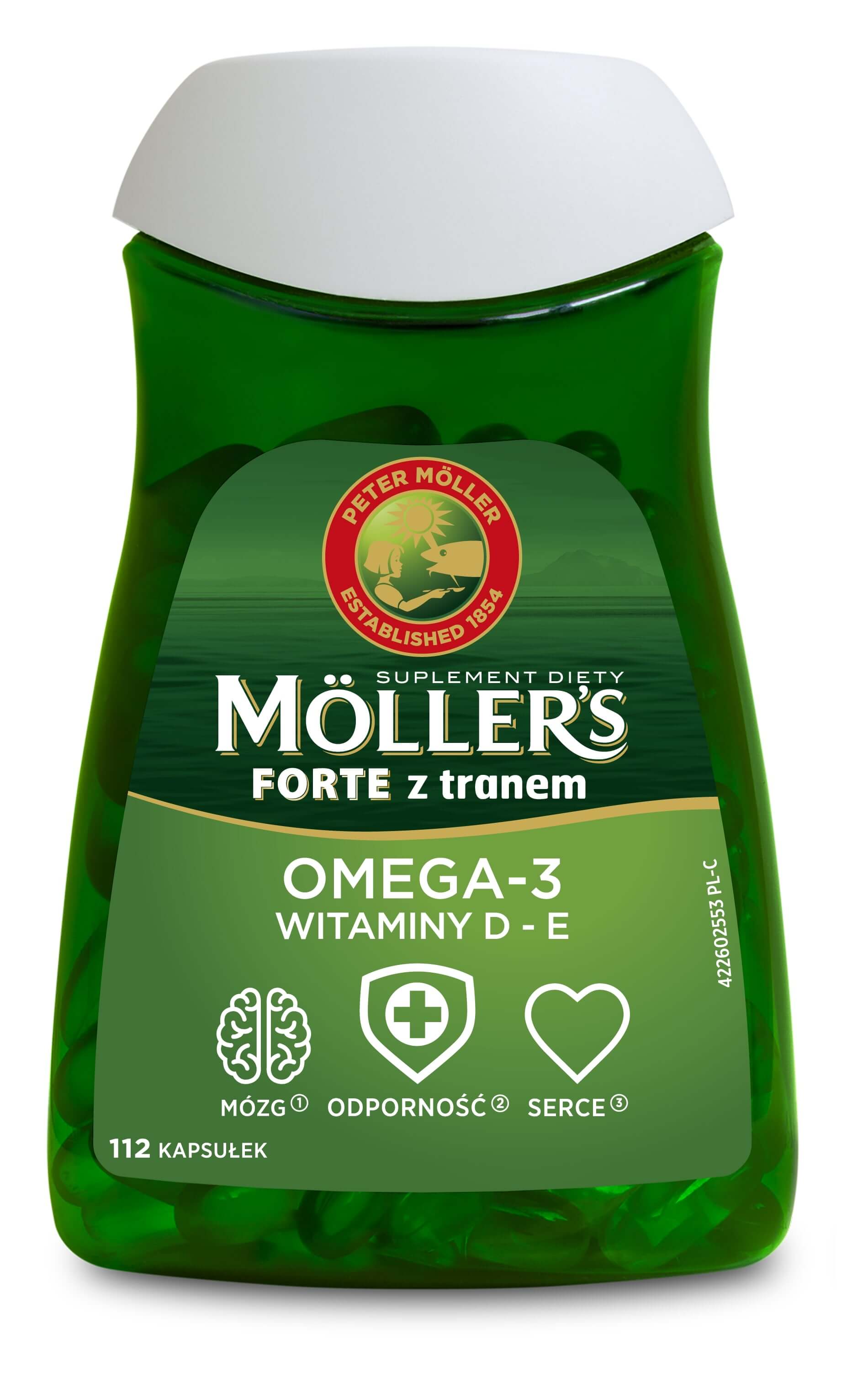 Mollers Forte, kapsułki z tranem, 112 szt.
