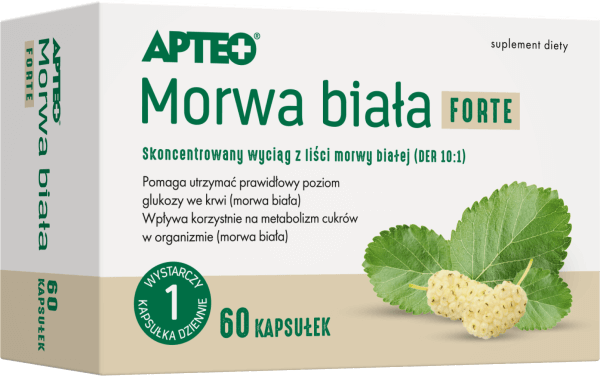 Morwa biała FORTE APTEO, kapsułki ze składnikami pomagającymi utrzymać prawidłowy poziom glukozy we krwi, 60 szt.