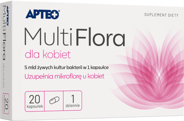 Multi Flora APTEO kapsułki ze składnikami uzupełniającymi mikrofolorę u kobiet, 20 szt. 
