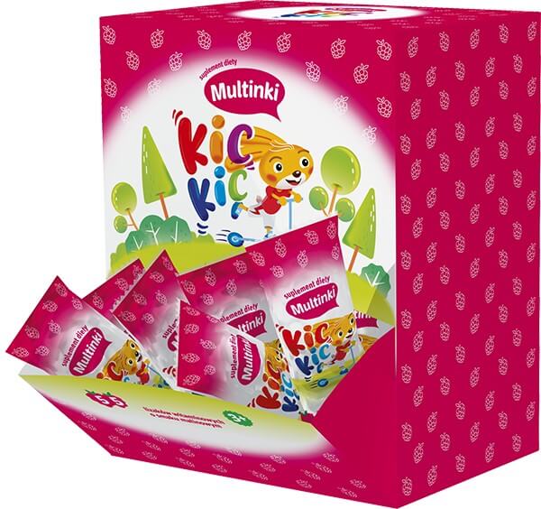 Multinki KIC KIC lizaki witaminowe o smaku malinowym dla dzieci, 1 szt.