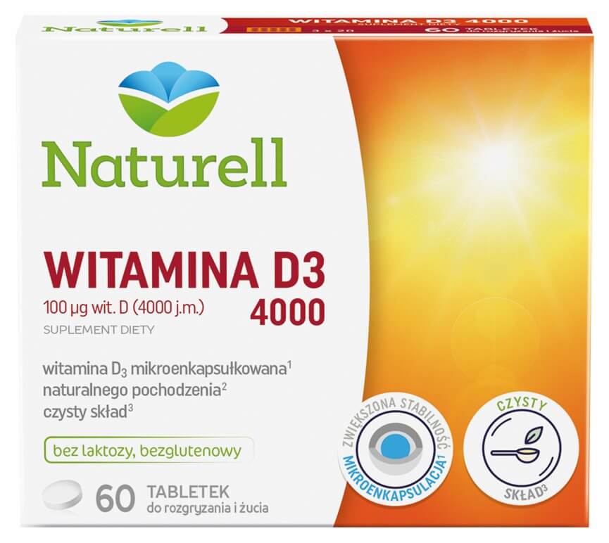 Naturell Witamina D3 4000 , tabletki do rozgryzania i żucia, 60 szt.