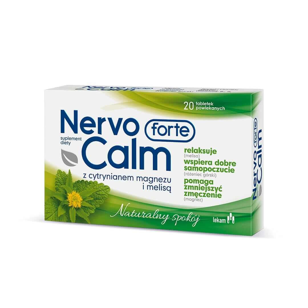 NervoCalm Forte, tabletki powlekane ze składnikami, które pomagają redukować napięcie nerwowe, 20 szt.