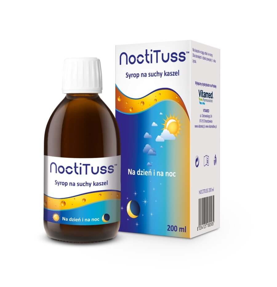 NoctiTuss , syrop łagodzący kaszel suchy na dzień i na noc, 200 ml