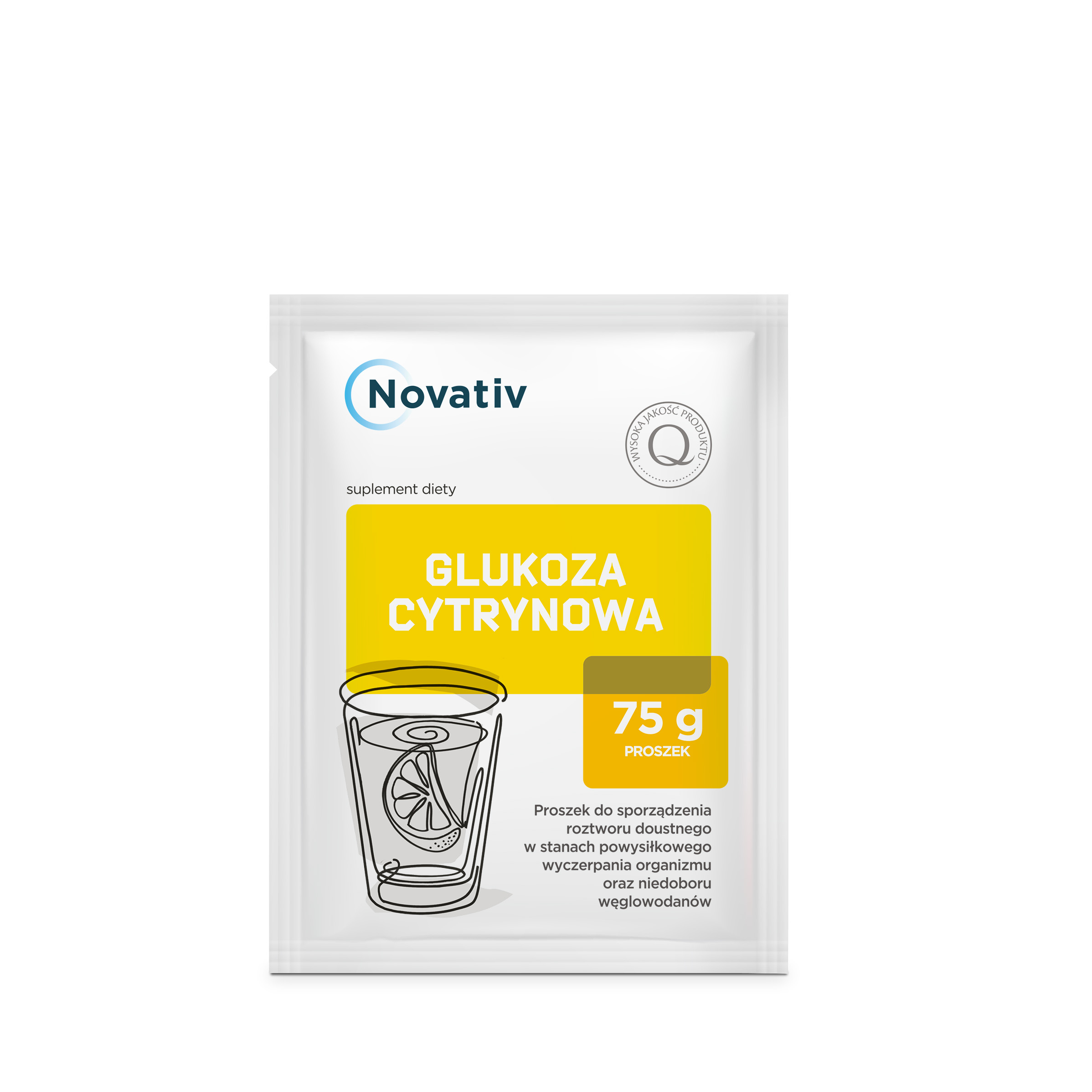 Glukoza, proszek do sporządzenia roztworu doustnego o smaku cytrynowym, 75 g