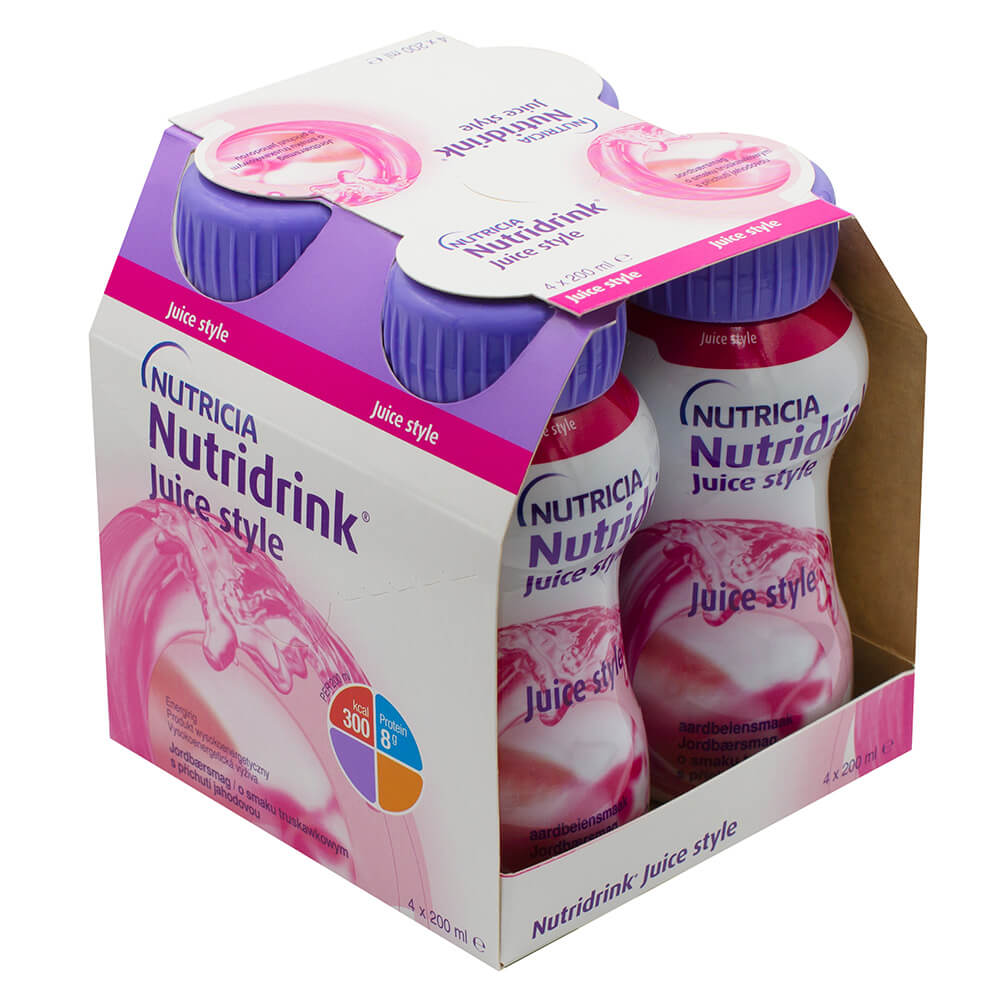Nutridrink Juice Style, o smaku truskawkowym, 4 x 200 ml