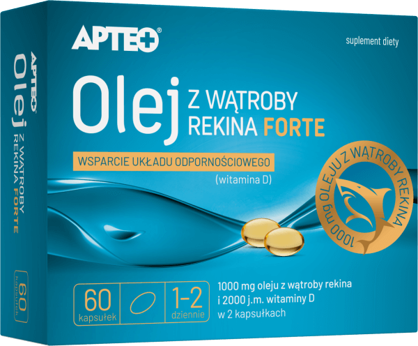 Olej z wątroby rekina Forte APTEO, kapsułki ze składnikami wspierającymi pracę układu odpornościowego, 60 szt.