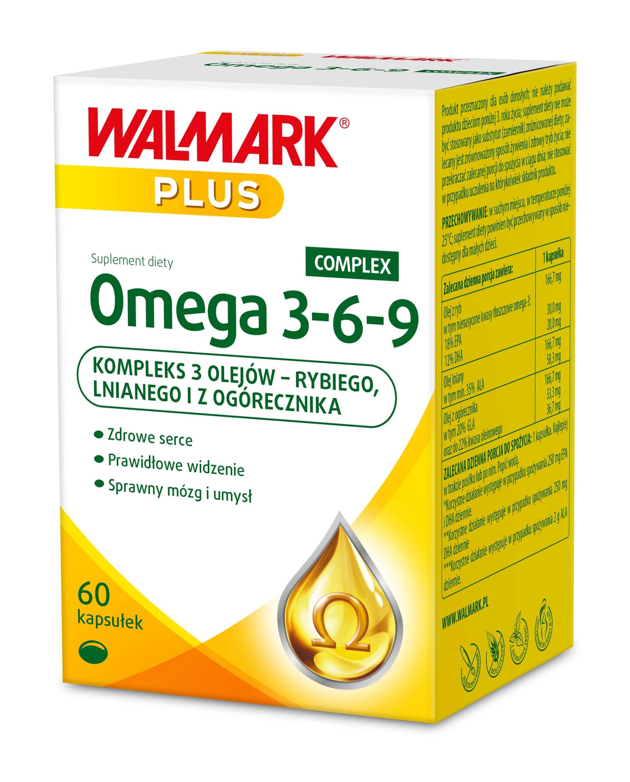 Omega 3-6-9, kapsułki z kompleksem 3 olejów rybiego, lnianego i ogórecznika, 60 szt.