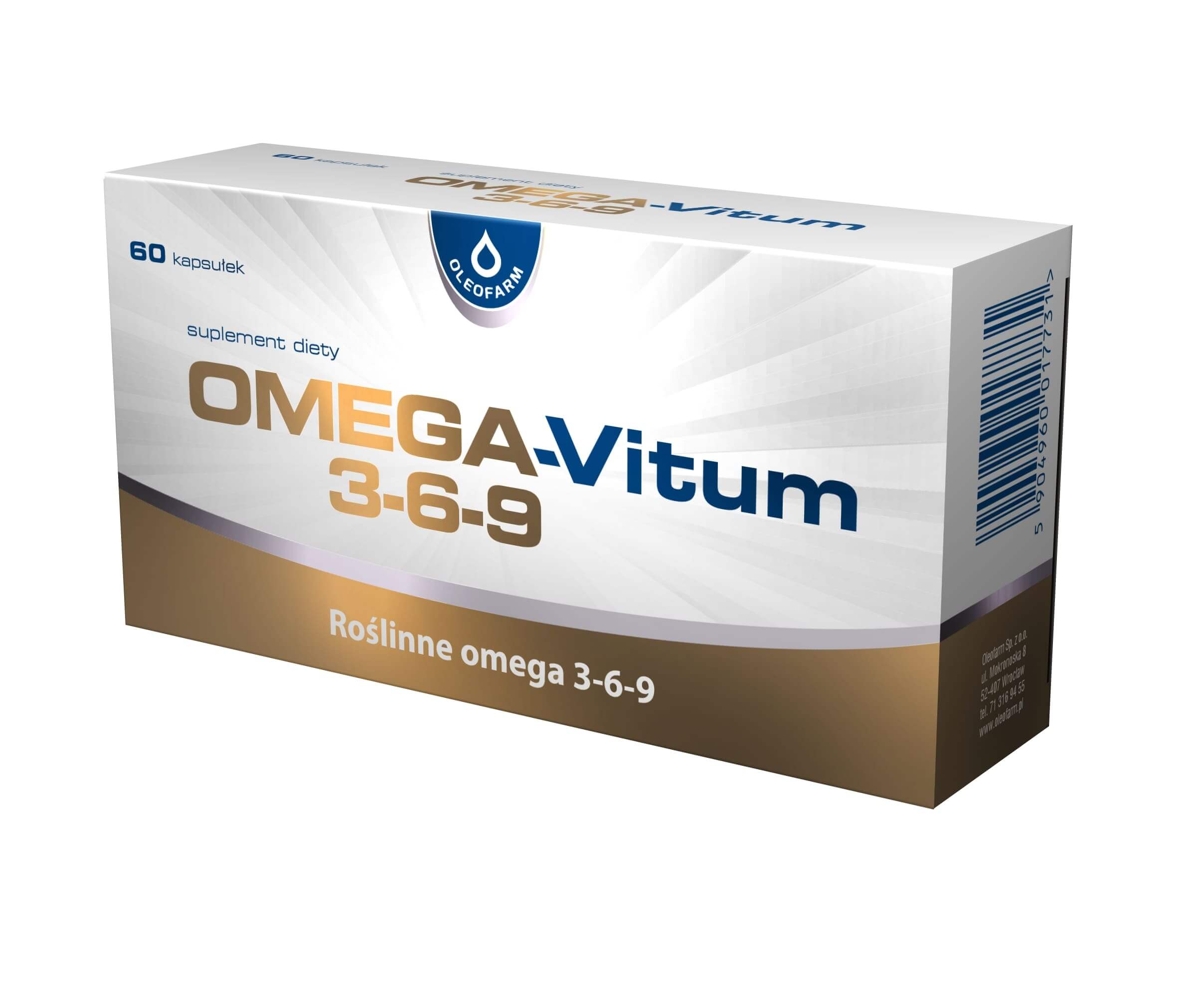 Omega-Vitum 3-6-9 kapsułki ze składnikami wspierającymi utrzymanie prawidłowego poziomu cholesterolu, 60 szt.